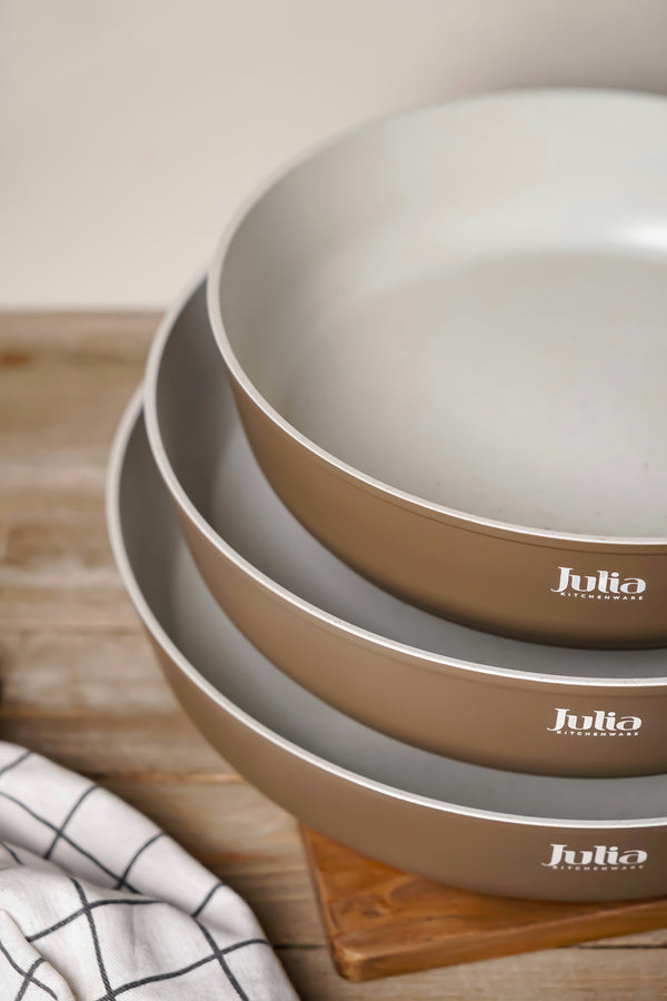 ELITE-PROF ROUND FORGED PAN SET 3 PIECES-BROWN