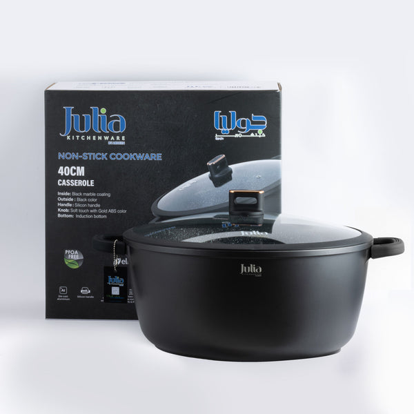 ELITE-PRO PLUS CASSEROLE WITH LID 40CM-BLACK