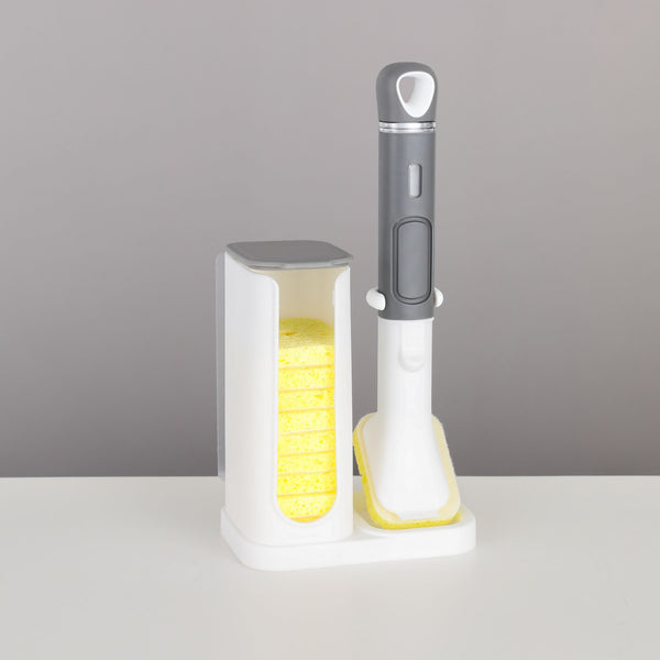 DISPOSABLE POT BRUSH WITH 10 REFILLS | HYGIENIC SCRUBBER FOR TOUGH GREASE & EASY CLEANING