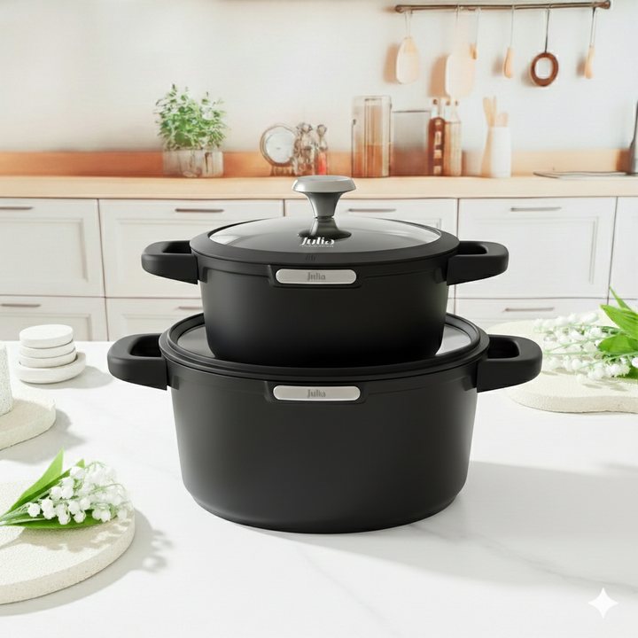 Julia Elite Smoky Cookware Set 8 Pieces - Non-Stick Induction Ready ...