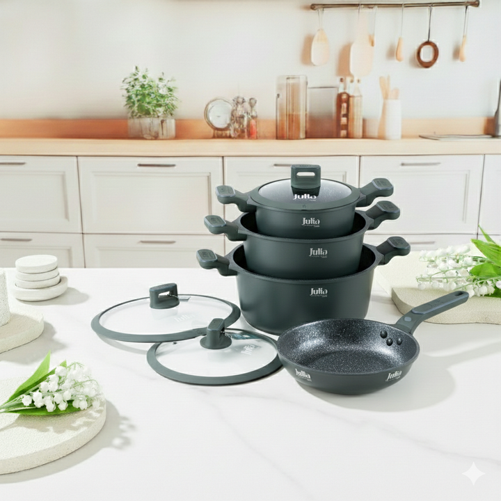 Julia Elite Pro Cookware Set 7pc Non-Stick Induction | Green – Julia UAE