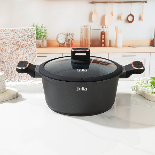 ELITE-PRO PLUS CASSEROLE WITH LID 20CM-BLACK