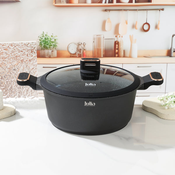 ELITE-PRO PLUS CASSEROLE WITH LID 28CM-BLACK