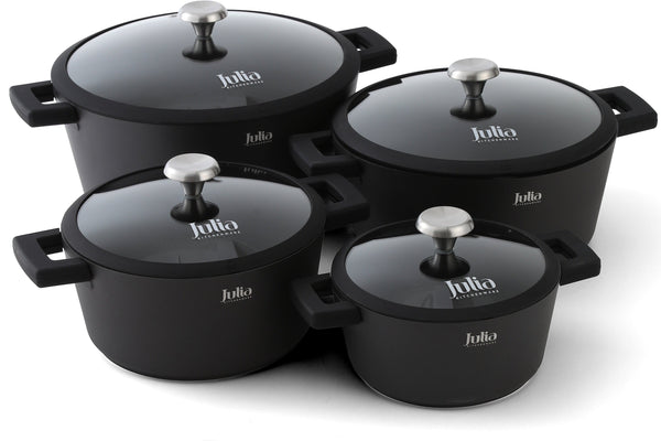 ELITE-ELE COOKWARE SET 8 PIECES-BLACK