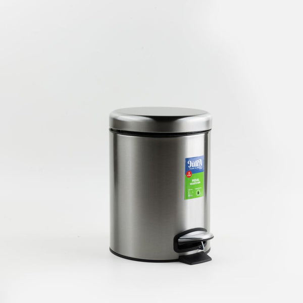 Round steel dustbin