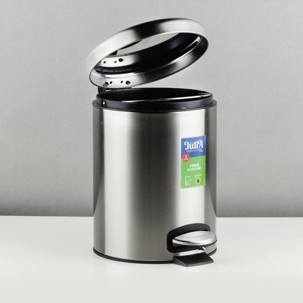 Round steel dustbin - Grey