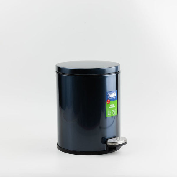 Round steel dustbin - Blue