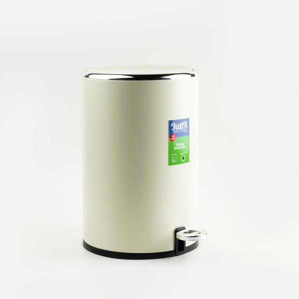 Round steel dustbin - White