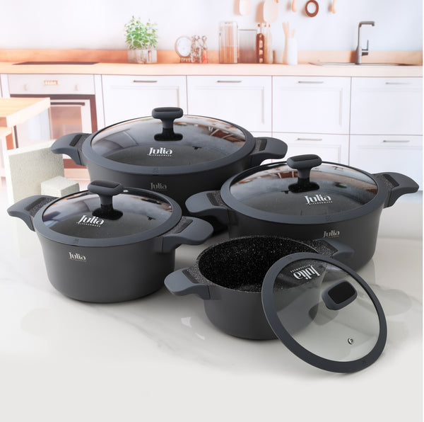 ELITE-EDGE COOKWARE SET 8 PIECES-GRAY