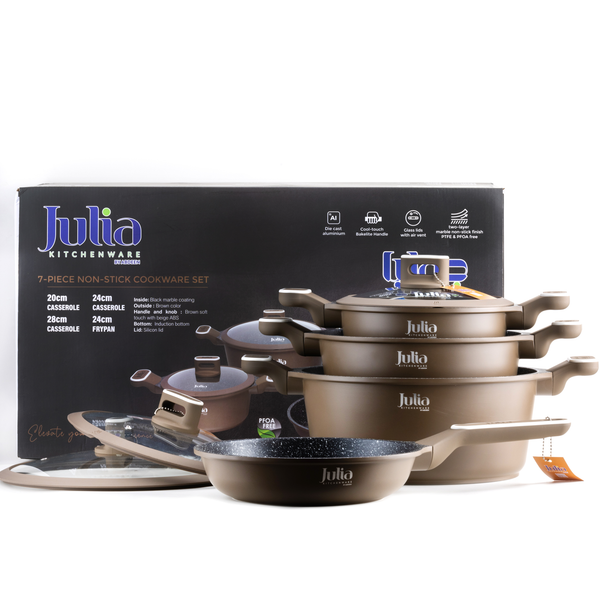 ELITE-PROF COOKWARE SET 7 PIECES-BROWN