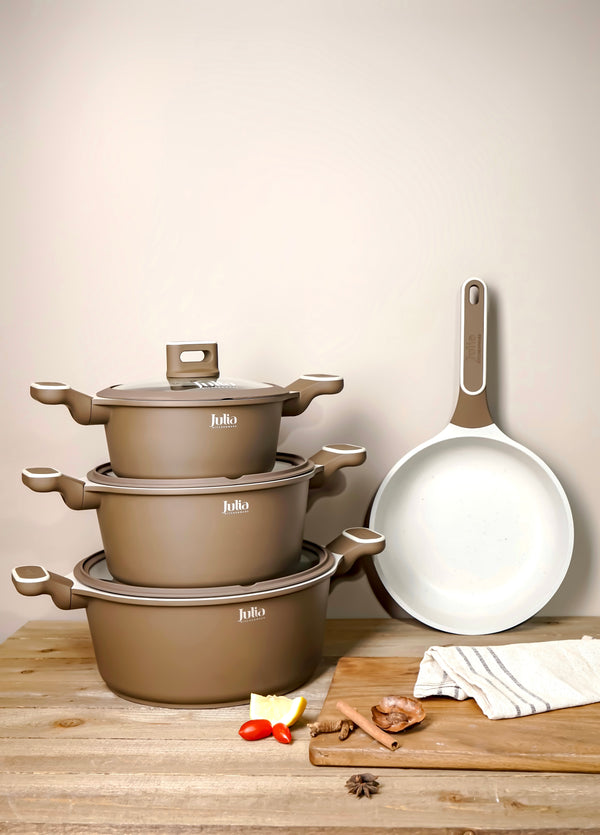 ELITE-PROF COOKWARE SET 7 PIECES-BROWN